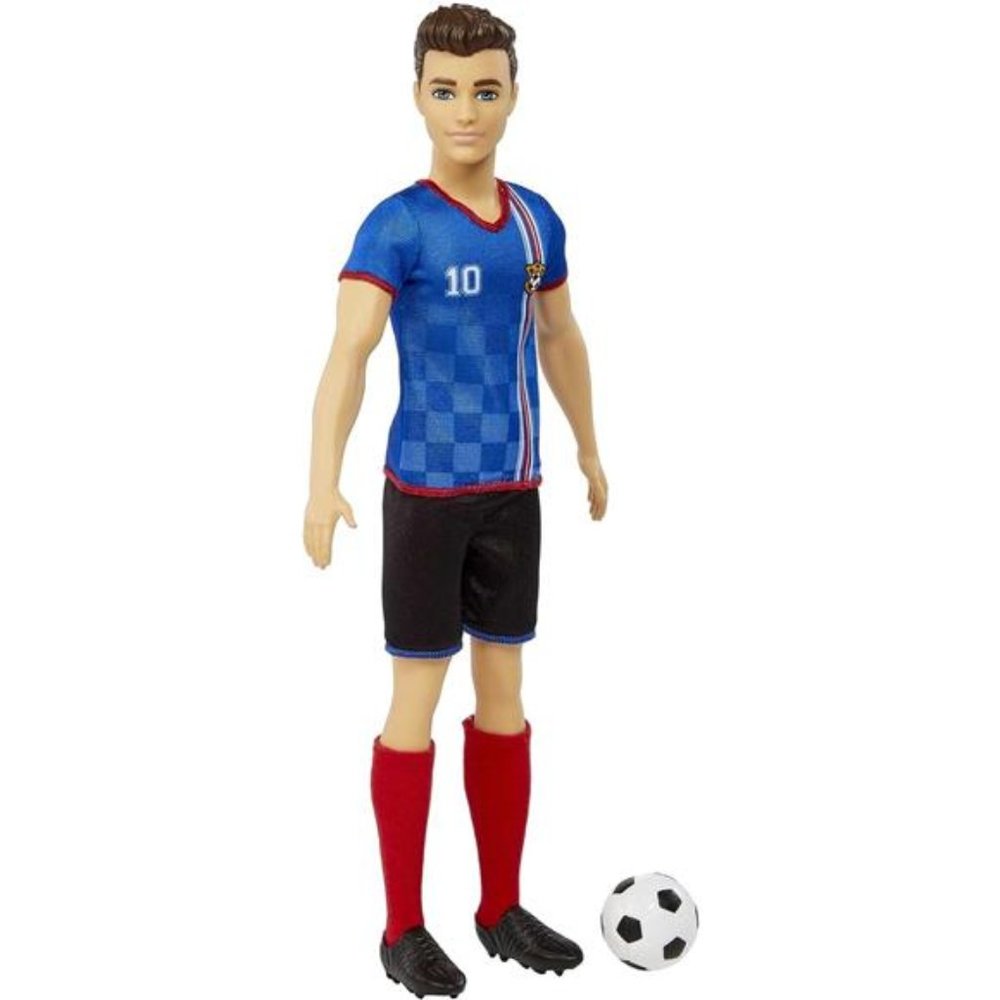 Barbie Soccer Ken Doll , Colorful #10 Uniform, Soccer Ball, Cleats & Tall Socks